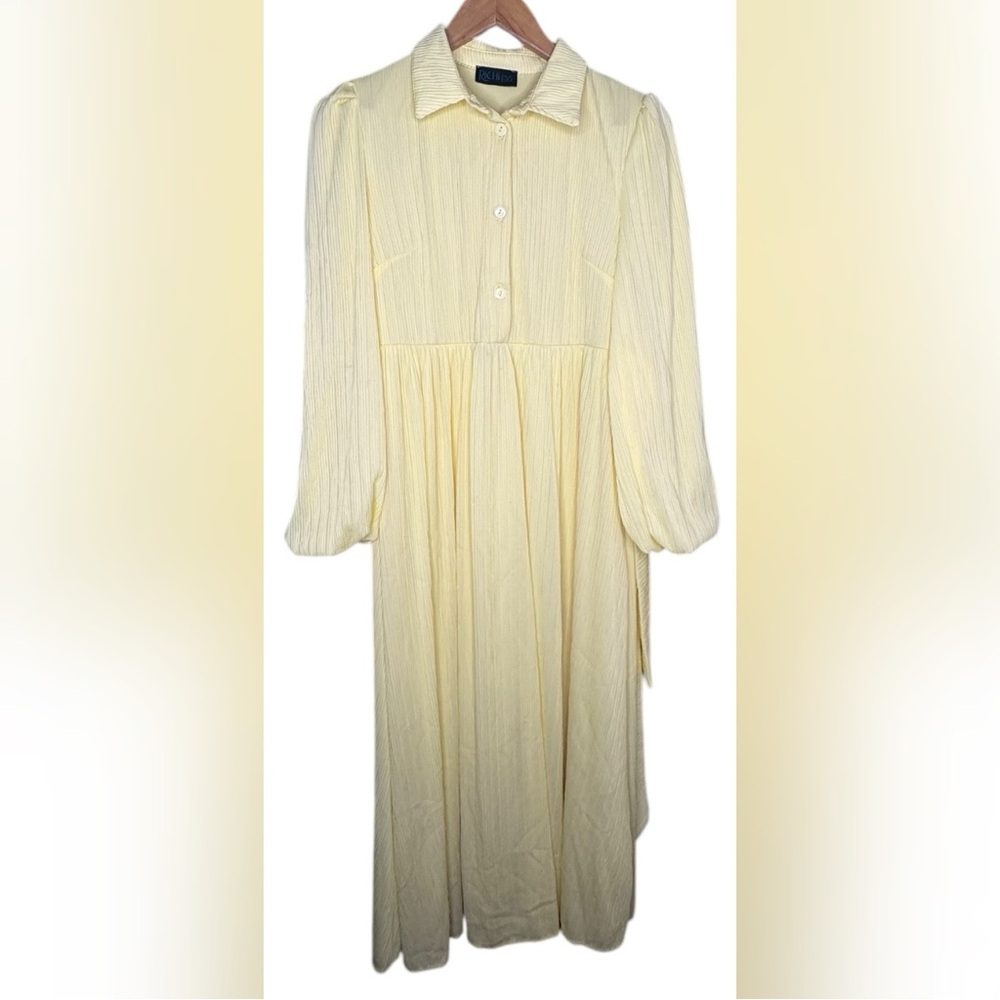 Vintage Elegant Yellow Maxi Pleated Dress